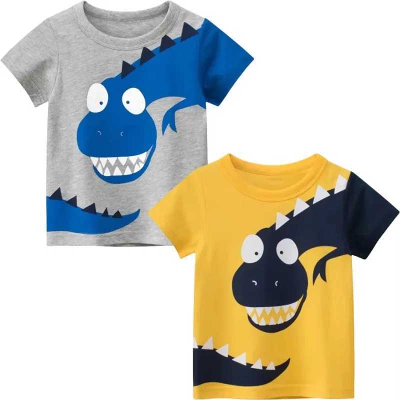 Dropshipping 2-Pack 2025 Summer New Children Cartoon Dinosaur T-Shirts for Boys Tops Short Sleeve Value Pack Cotton Kids ClothesT250306