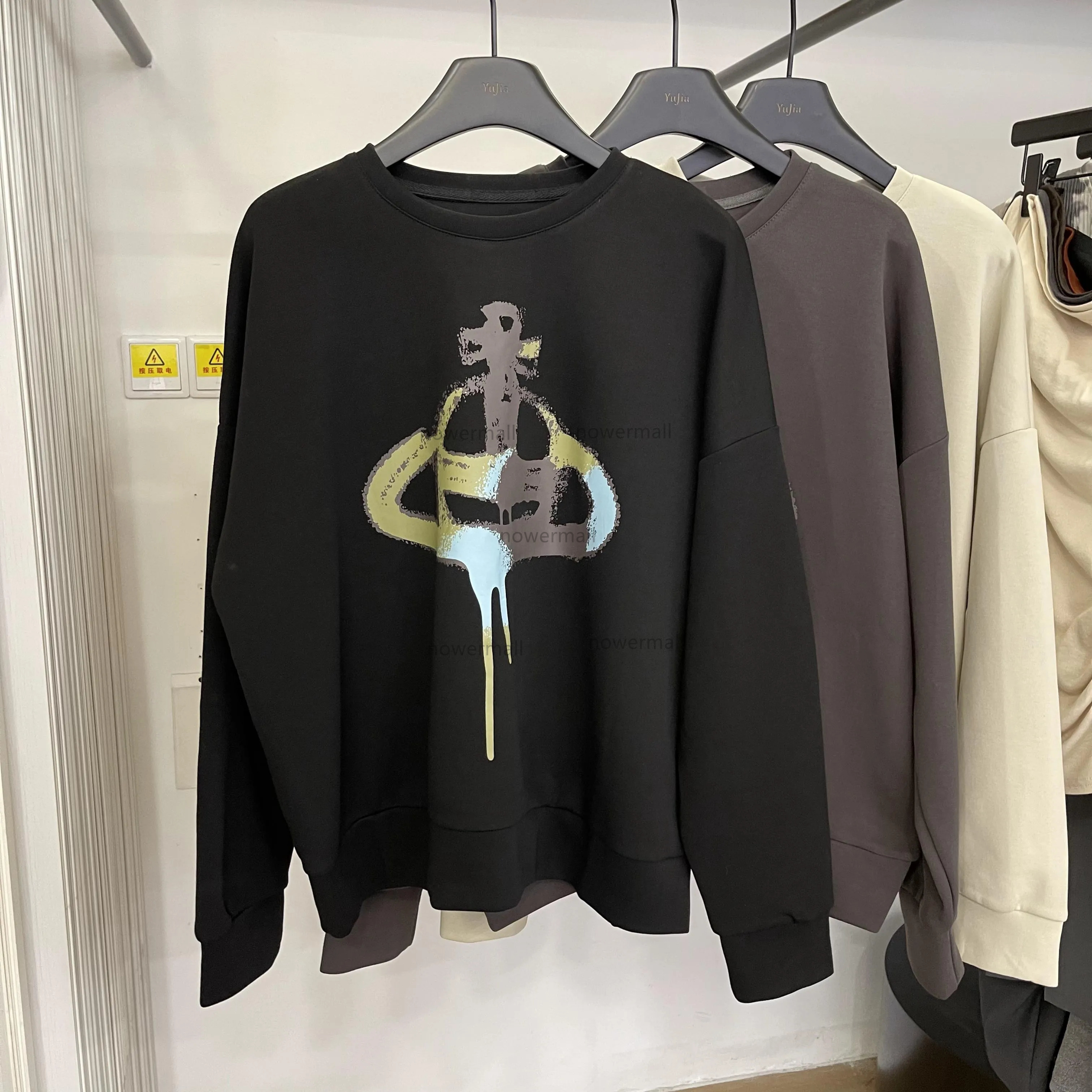 Mens Hoodies Sweatshirts Westwood Hoodie Sweater Designer New Autumn Niche Planet Vintage Print Round Neck Loose Plover viviennenly vivianely JNI1