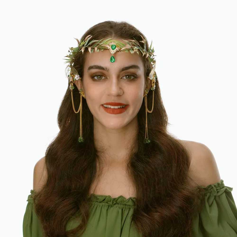 Retro Elf Costume Accessories Woven Forest Garland Judge Eyebrow Pendant Role-playing Party Elf Accessory X250306