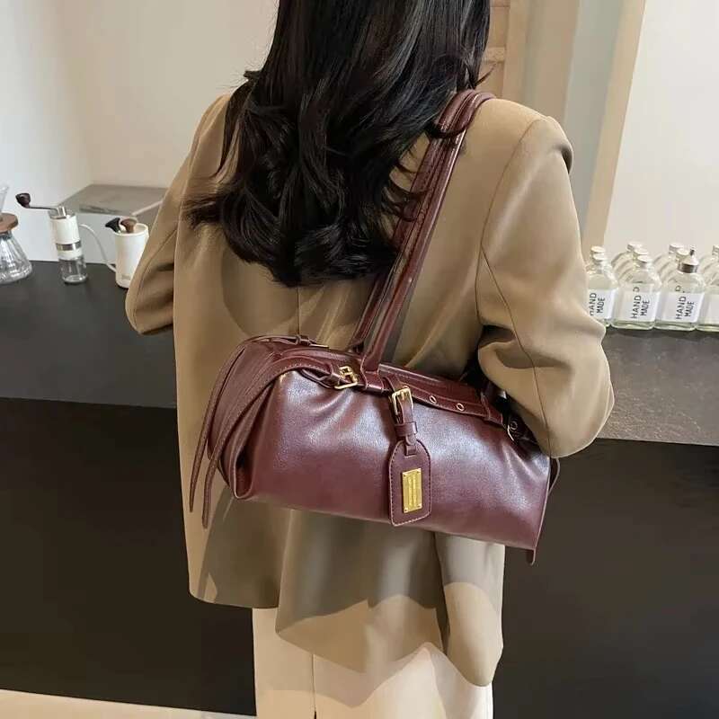 Belt Design Small PU Leather Shoulder Bags Women 2024 New Y2k Korean Fashion Retro Underarm Trend Simple Tote Bag Handbags