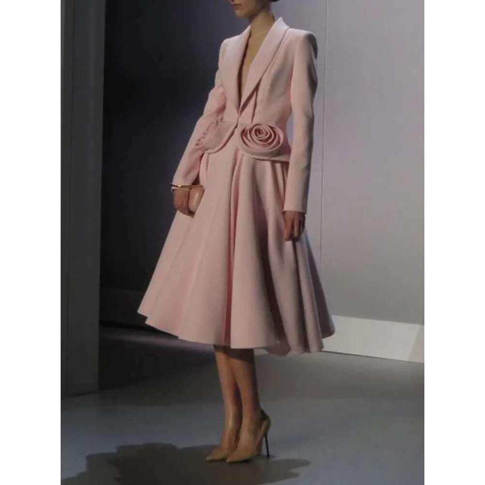 Elegant Two Piece Set For Women Shawl Collar Long Sleeve Spliced Appliques Top High Waist A E Skirt Slim Sets