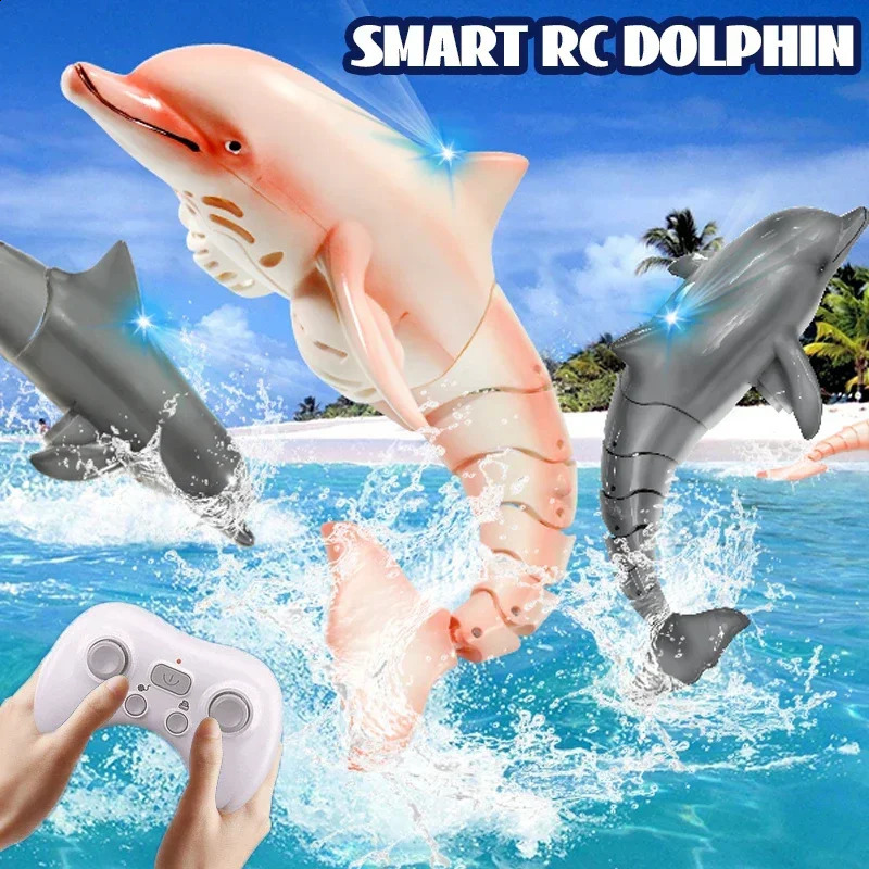 Smart Rc Dolphin Whale Remote Controlled Boat Ship Submarine Robots Fish Pool Waterproof Electric Toys for Kids Boys Children 250305