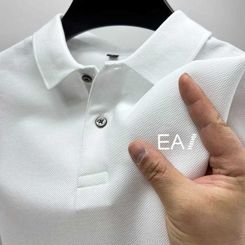 2025 Summer quality short-sleeved sports shirt Business casual T-shirt mens high-end breathable fashion printed polo shirt X250306