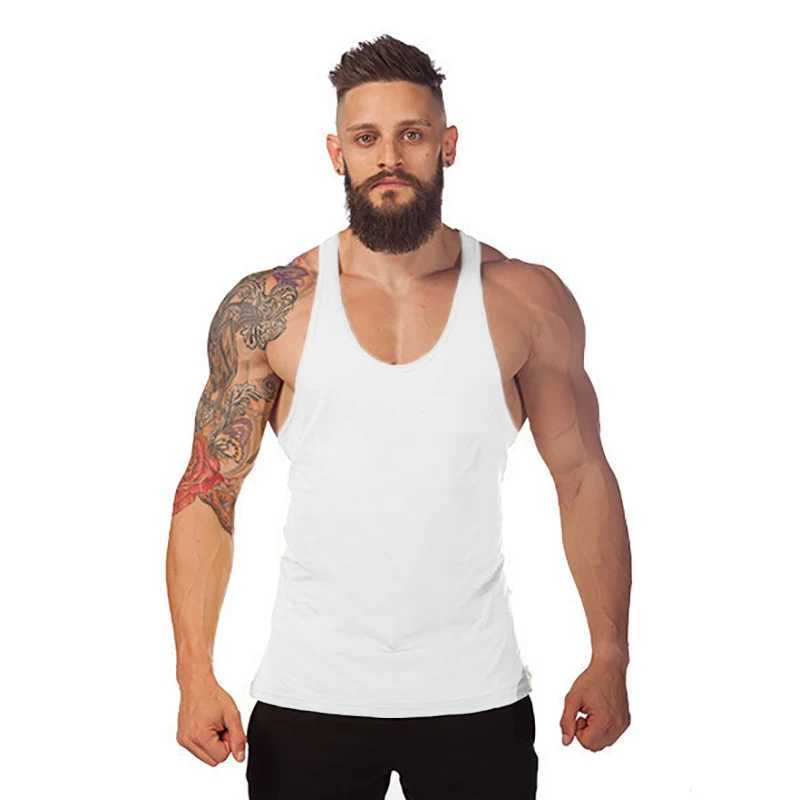 Muscleguys Plain Gyms Vest Bodybuilding Clothing Fitness Men Solid Musculation Stringer Tank Top Blank Sleeveless Undershirt MenT250318