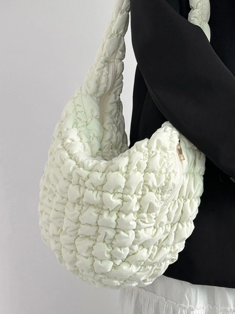 Korean Fold Puff Cloud Bag Womens Large Capacity Dumpling Bag Single Shoulder Crossbody Bag Fashion Tote Bag 250306