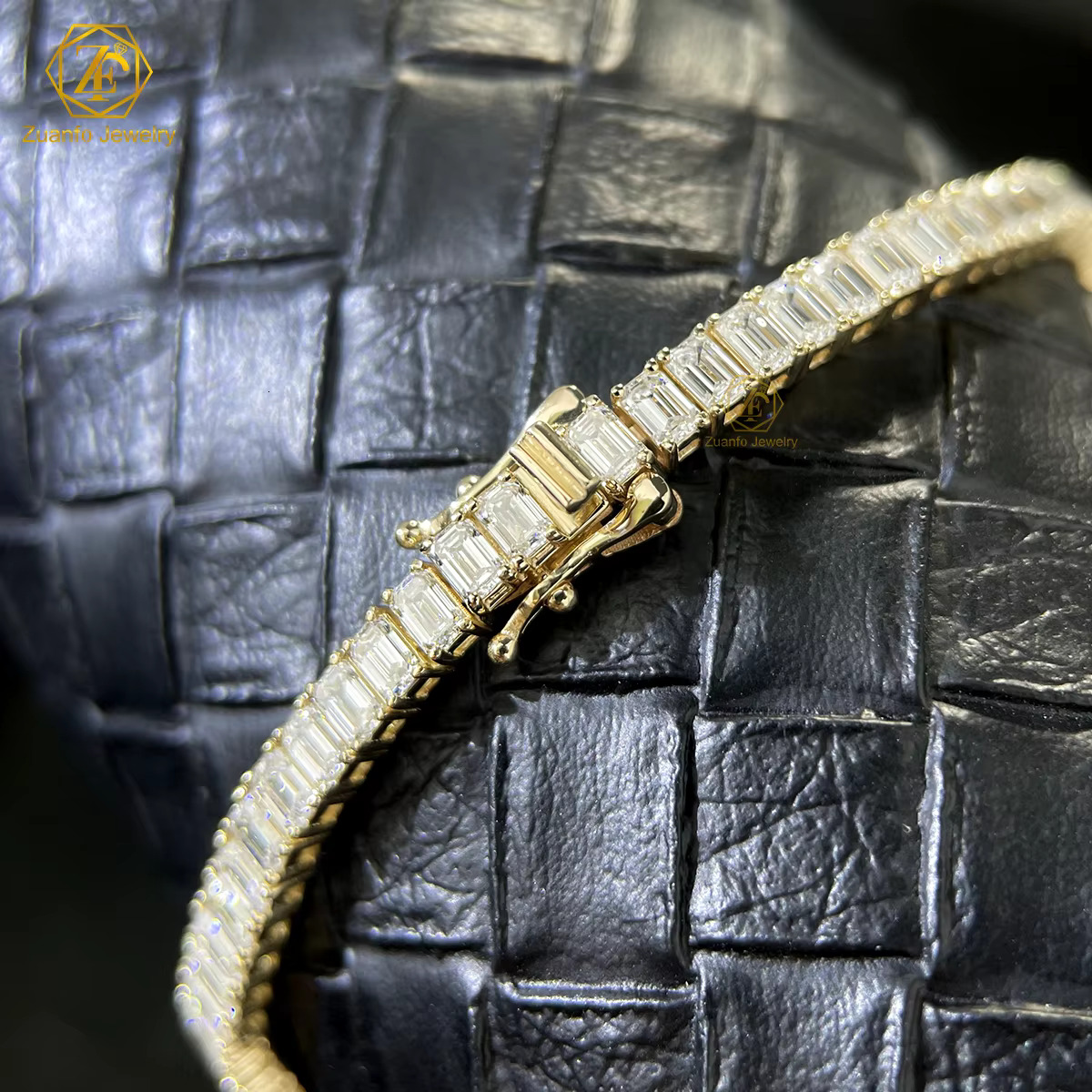 Latest Design Fine Jewelry VVS1 Lab Diamonds Tennis Bracelet Emerald Cut 14k Gold Lab Grown Diamond Tennis Chain