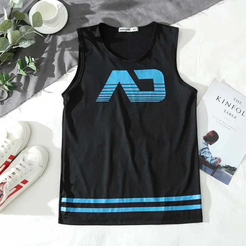 Addicted Mens sleeveless top ad printed mesh breathable cool quick drying sports sexy vestT250318