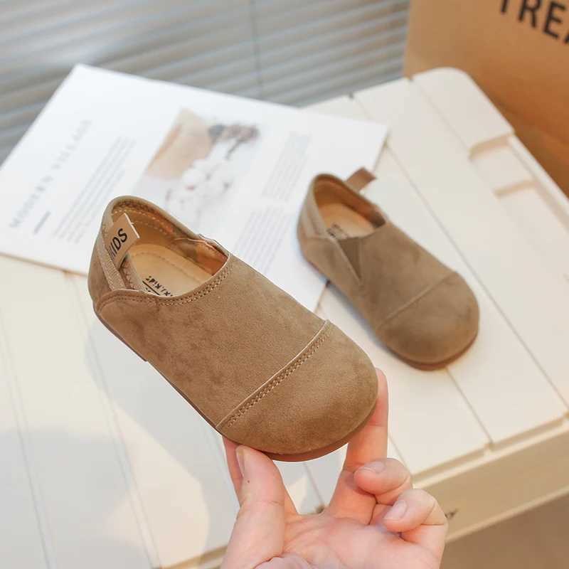 Girls Loafers Shoes 2024 Fashion Spring Autumn Kids Children Wide Leather Splicing Comfortable Princess Rubber Flat Shoes BabyT250306