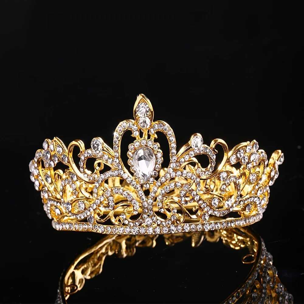 Fl Round Crystal Rhinestone Wedding Tiaras Bridal Hair Accessories Kids Crown for Cake Topper Festival Party Pr Gift X250306