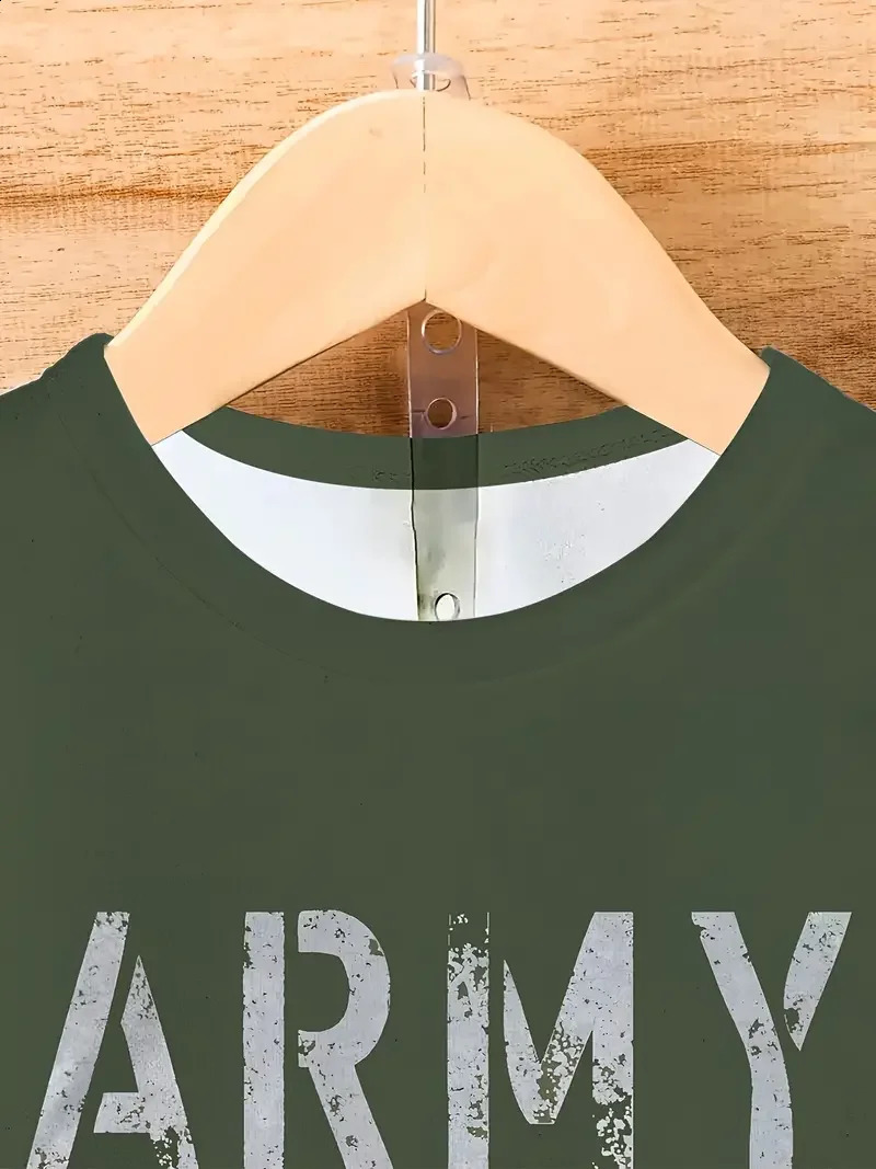 Summer Mens TShirt Casual Short Sleeve Tee Army Pattern Print Oversized Clothing Fashion Streetwear Outdoor Crew Neck Tops 250227Z