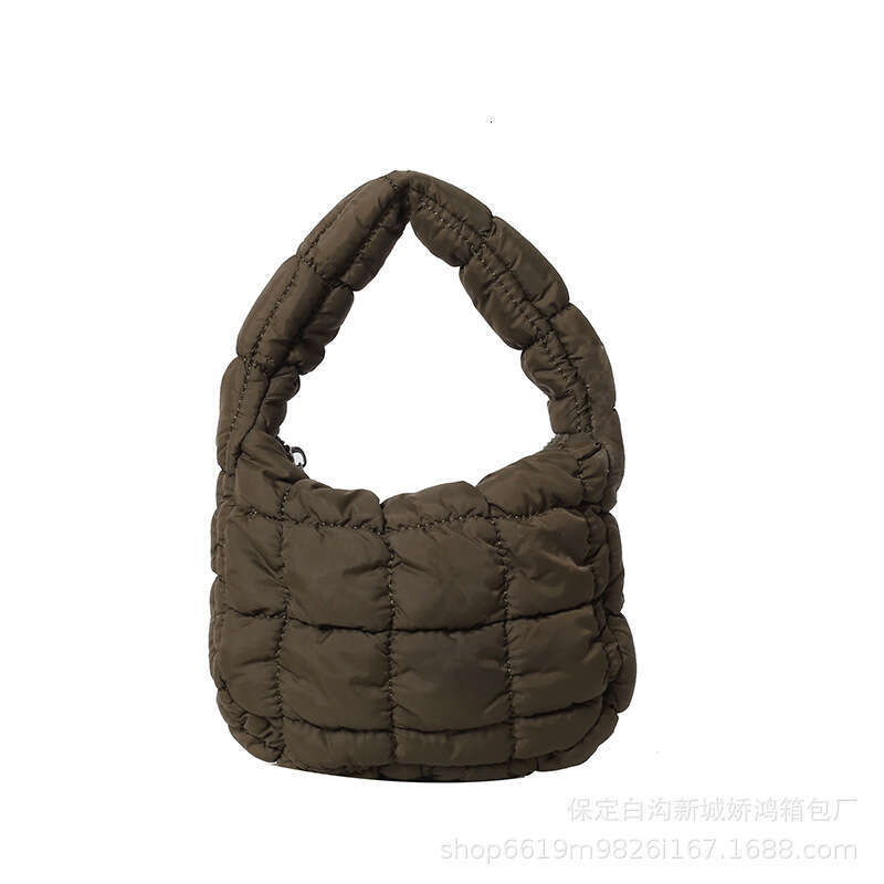 Korean Pleated Grid Cloud Armpit Bag New Down And Cotton Jacket Stylish Mini Handbag