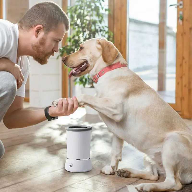 Dog Paw Cleaner Electrical Pet Paw Cleaner Automatic Dogs Foot Cleaning Machine Pet Paw Cleaning Bucket For Dust Dirt Hair M250306