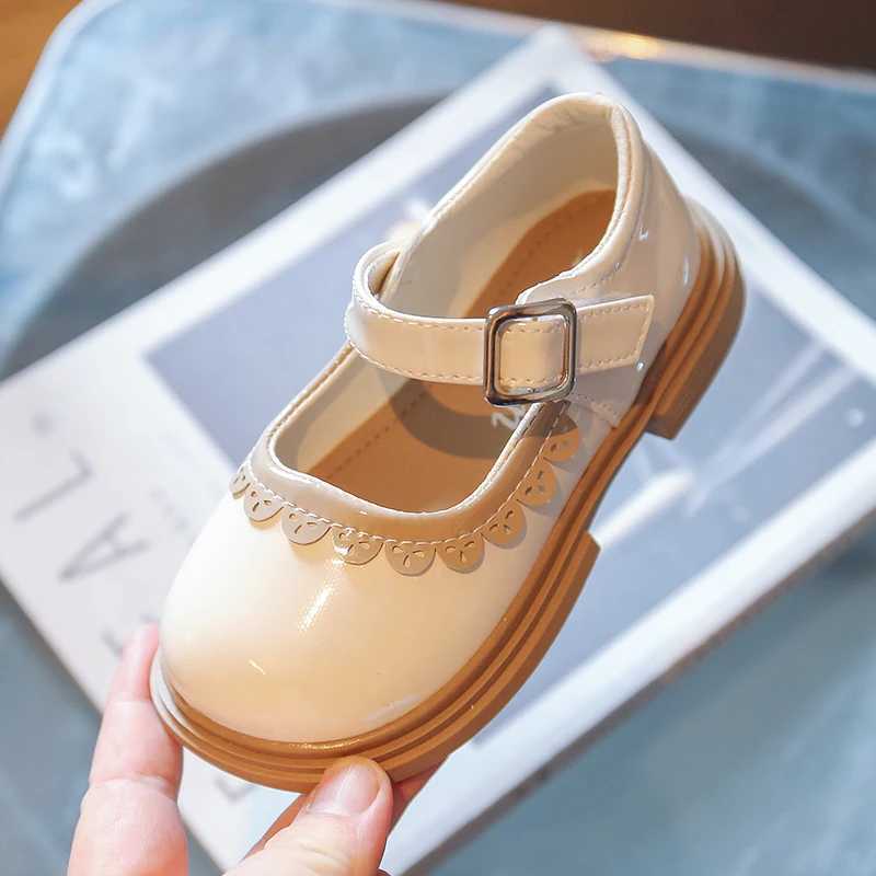 Autumn Little Girls Mary Janes Ruffles British Style School Children Leather Shoes 23-36 Solid Color Stylish Comfy Kids FlatsT250306