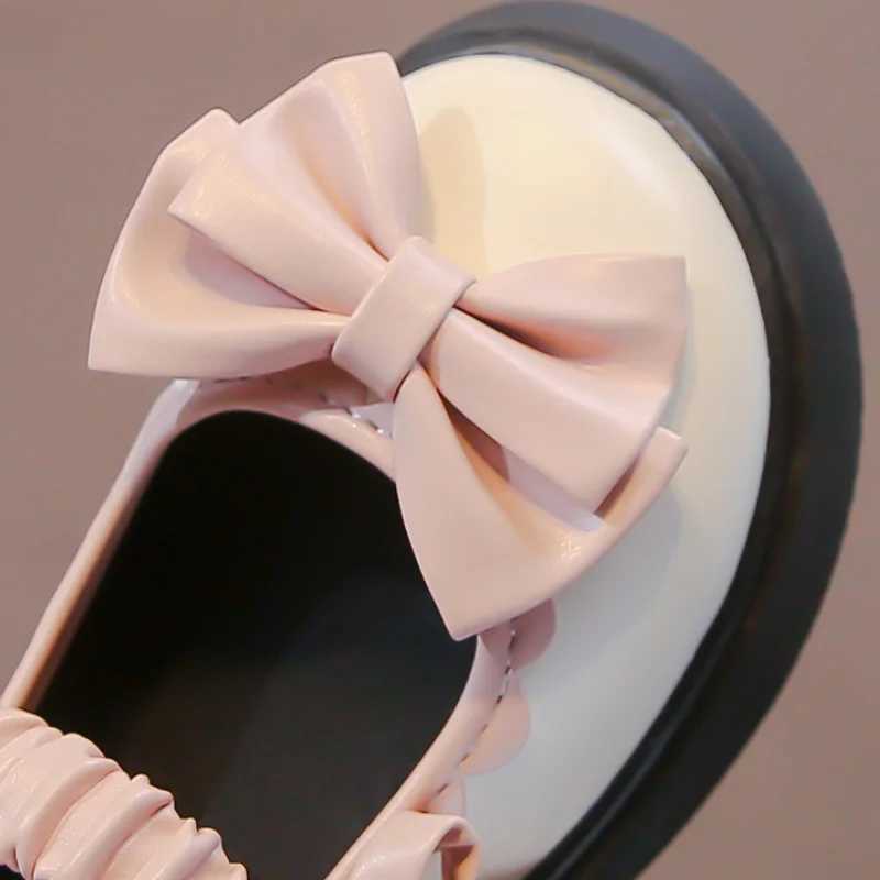 Girls Leather Shoes Fashion Lolita Mary Janes Autumn Pu Leather Kids Flat Shoes Bowknot Sweet Princess Girls Comfy School ShoeT250306