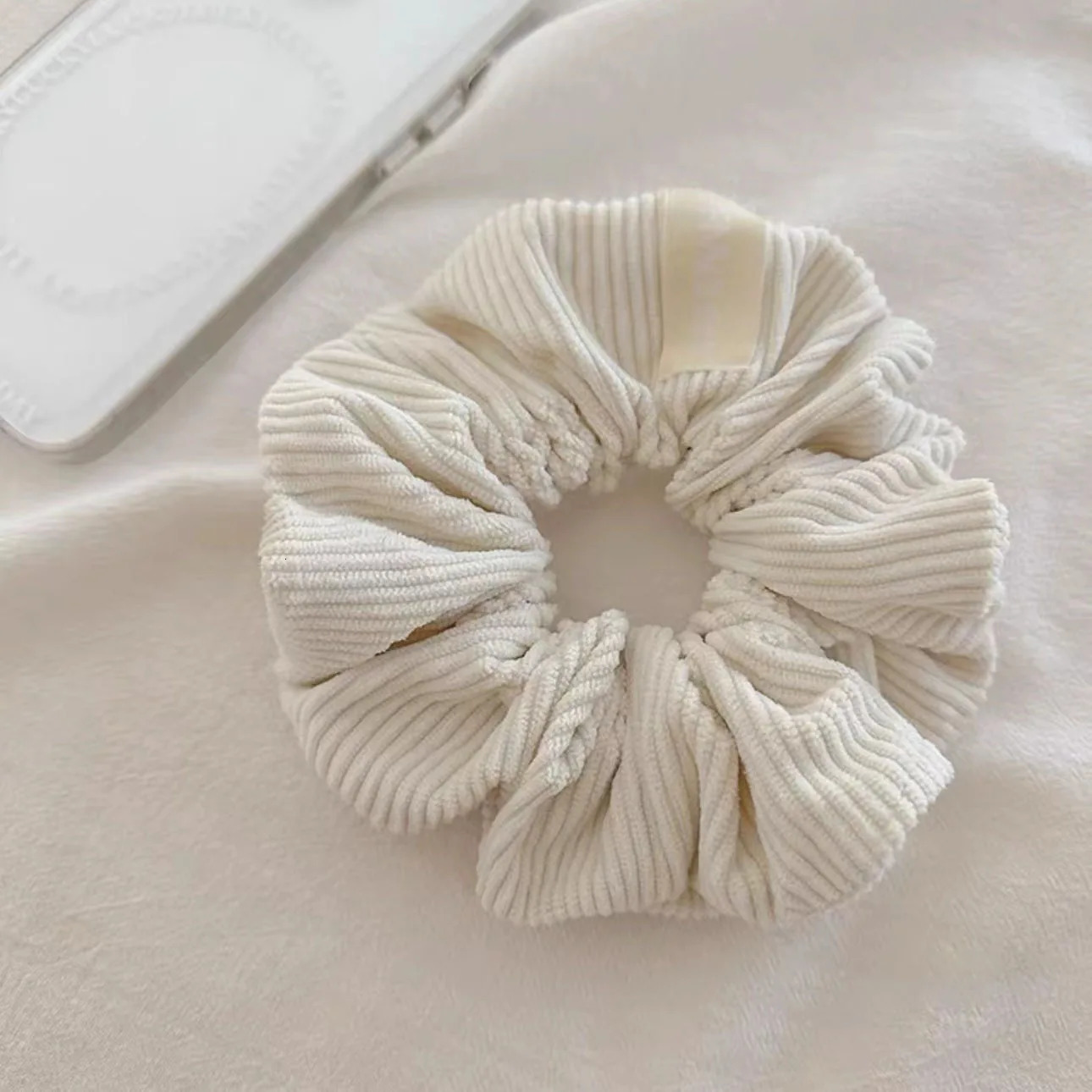 Vintage Solid Color Corduroy Stripe Hair Scrunchie Elastic Hair Bands Korean Hair Accessories For Women Girls Ponytail Headwear250304