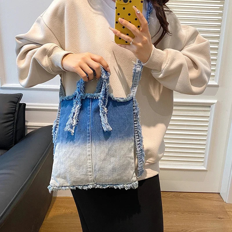 LEFTSIDE Small Denim Shoulder Bag Lady Handbags And Purses Women Y2K Korean Fashion Female Tote Bag Crossbody Bags 250306