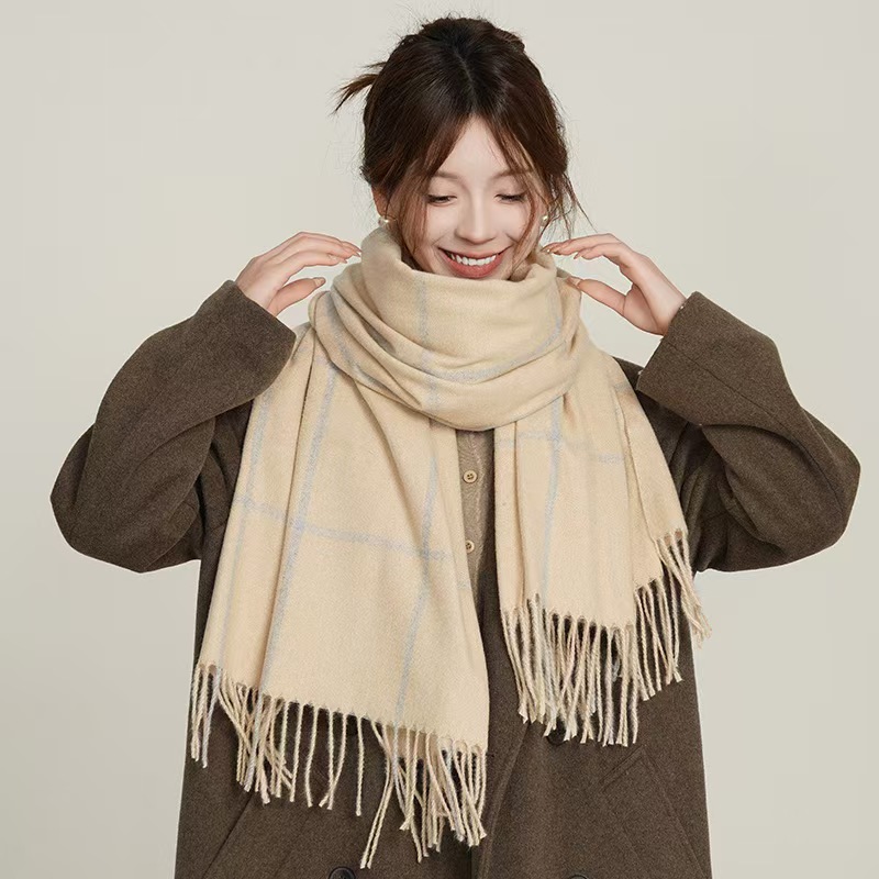 K052 Korean version of ins style trend line scarf autumn and winter women's imitation cashmere fashion elegant temperament tassel warm shawl