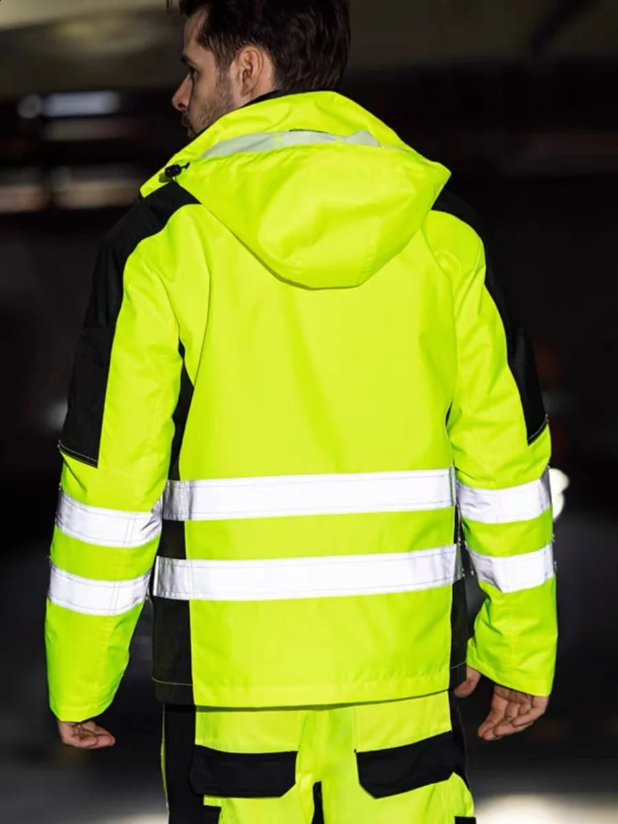 High visibility cotton winter anti cold safety reflective clothing road safety motorcycle riding reflective jacket 250305 - view 7