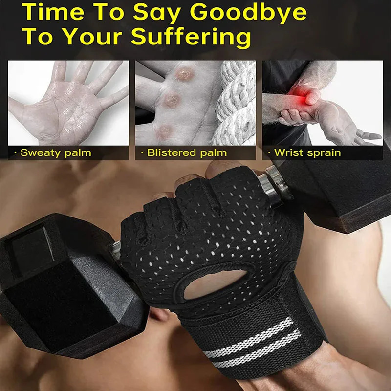Mens and Womens Half Finger Cycling Gloves Anti Slip Breathable Accessories Gym Exercise Wristband 250304