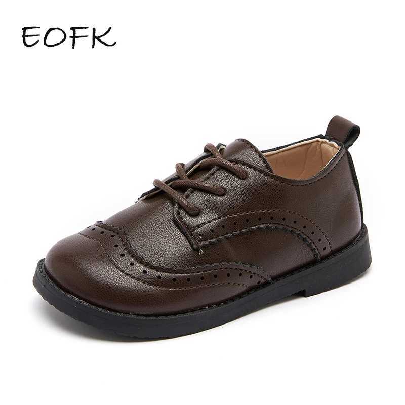 EOFK Boy Brogue Shoes For Baby Toddlers Kids Girls Little Children Formal Party Wedding School Uniform Leather Flats 21-30T250306
