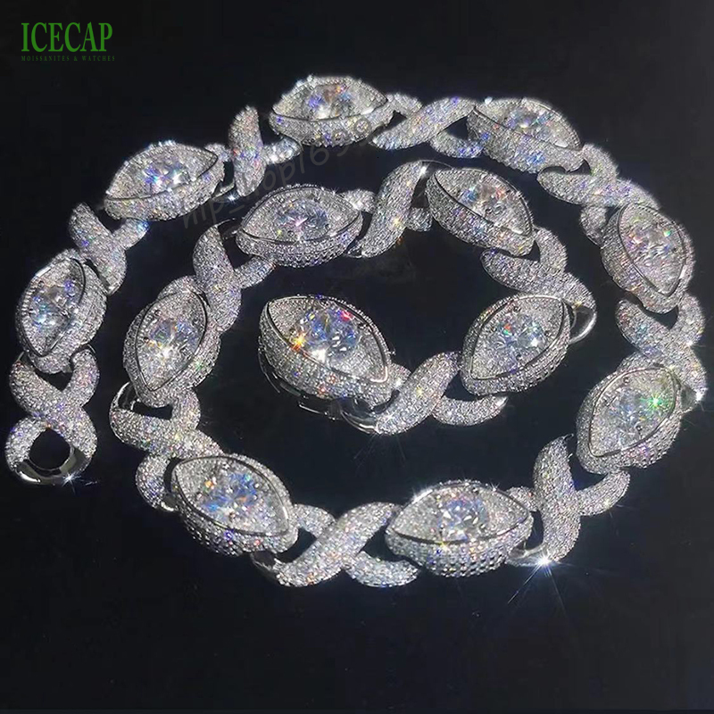 Fashion Jewelry Necklaces Hip Hop Miami Cuban Link Chain 925 Silver VVS Moissanite Diamond Chain Necklace for Men