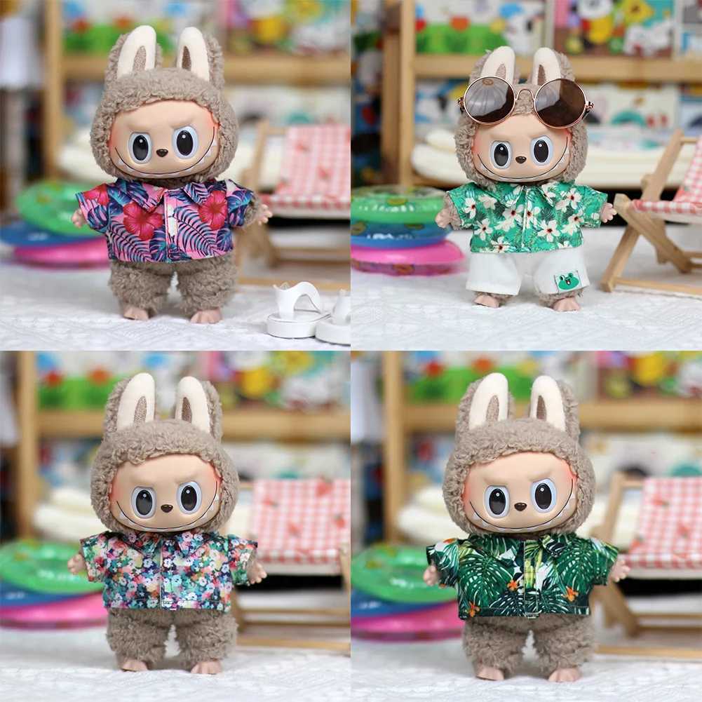 For labubu Cool leather Jacket Dress Fashion Mini Plush Doll Clothes Outfit Accessories for Labubu Idol Skirt Clothing GiftT250307