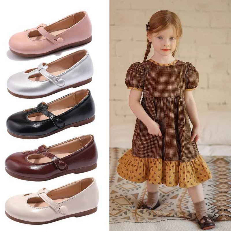 Unishuni Mary Jane Shoes for Girls Causal Princess Soft Sole PU Leather T-Strap Flats Girls Shoes for School Wedding Casual WearT250306