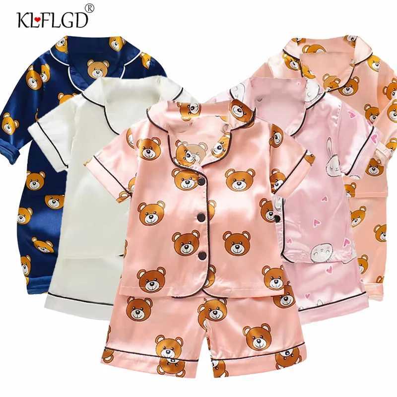 Boys and girls 0-4-year-old Pajama suit new spring and autumn silk long sleeve trousers Pajama suit comfortable home clothes M250306