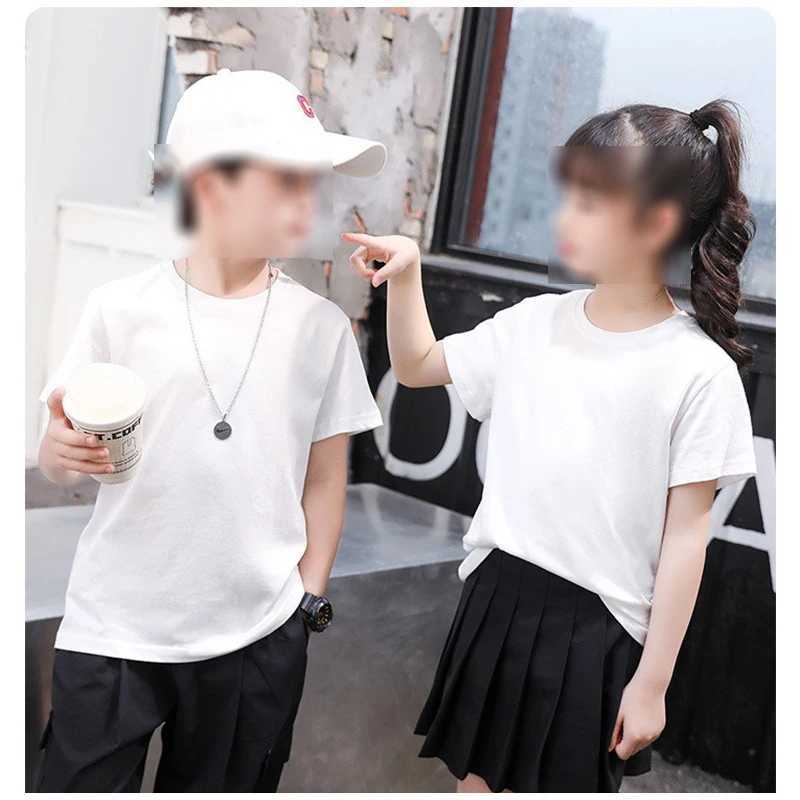 Solid Color 100% Cotton T-shirts Boys Girls Kids Clothes Black T Shirt Summer Casual White Short Sleeve Tshirt High-quality TopsT250306