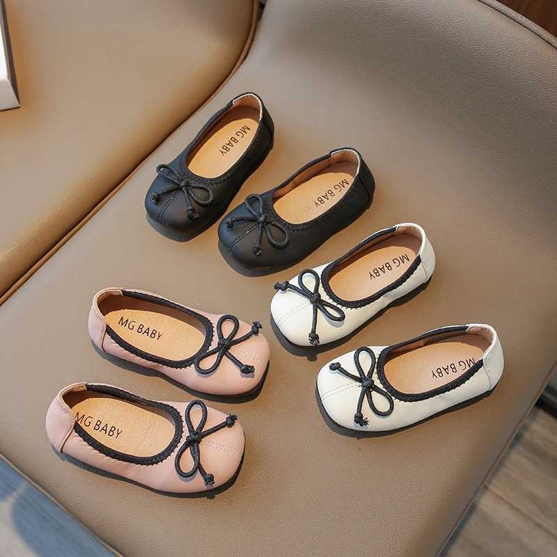 Children Mary Janes Slip-on Bowknot Pu Leather Kids Flat Shoes Shallow Three Colors Light Non-slip Autumn Girls Shoe 21-35T250306
