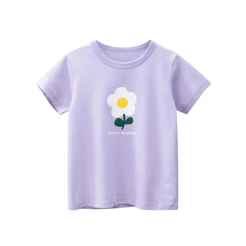2-8T Toddler Kid Baby Girls Clothes Summer Cotton T Shirt Short Sleeve Infant Top Cartoon Flower Print Tee Childrens TshirtT250306