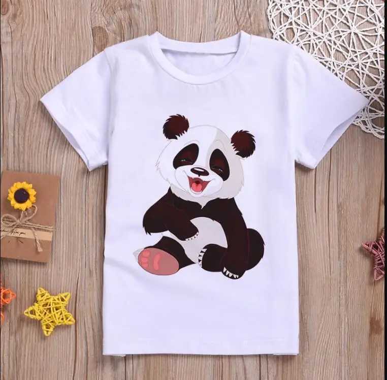 Children Clothing Cartoon T Shirt For Kids Summer Top Tees Boys Girls Novelty Panda Sweet Tshirt O-neck UnisexT250306