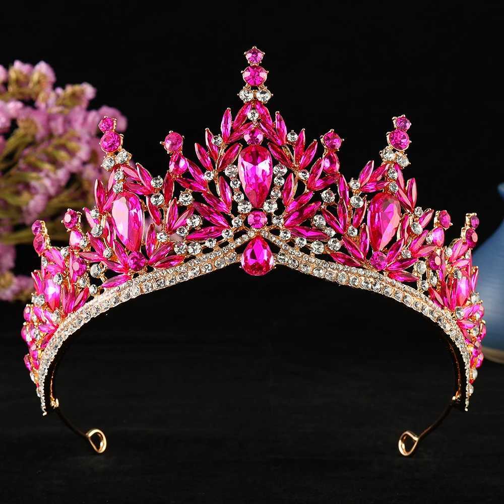 Baroque Vintage Gold Color Water Drop Crystal Tiara For Wen Diadem Wedding Girls Birthday Party Elegant Crown Hair Accessories X250306