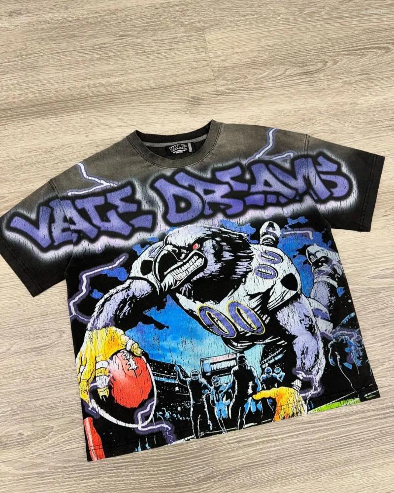 Men's T Shirts Vintage Big Graphic Oversized Tops Harajuku Gothic American All Cotton Short Sleeve Shirt Men Clothing