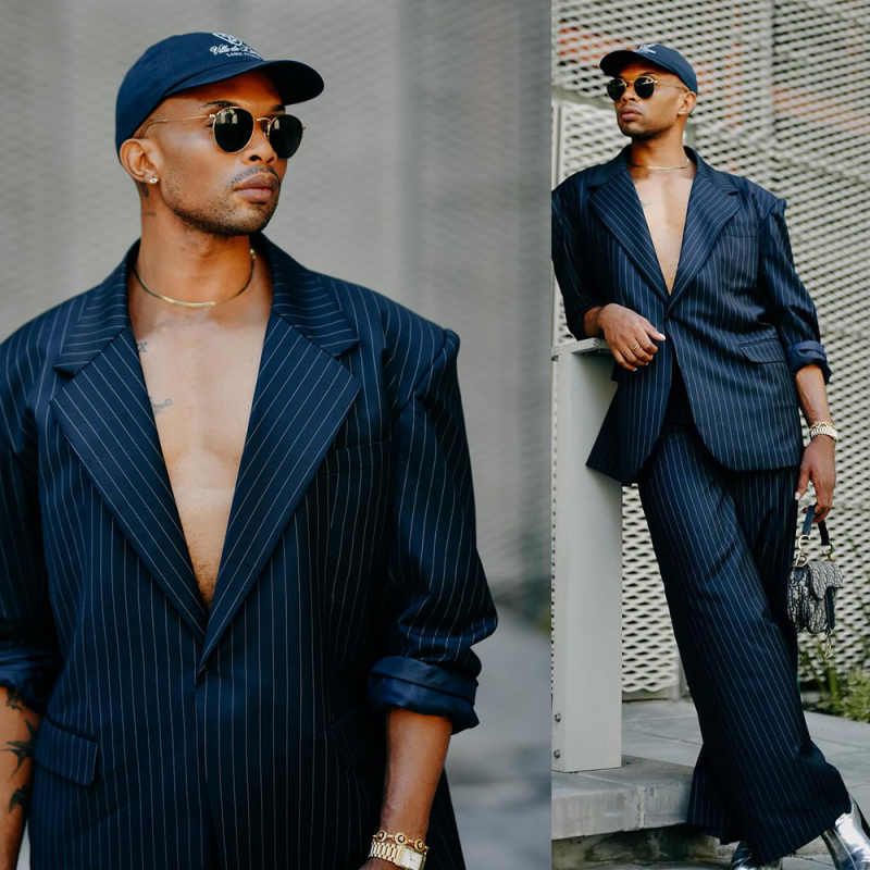 Leisure Mens Striped Tuxedos Customized 2 Pieces Loose Fit Business Pants Suits Fashion Groom Wedding Wear Outfits