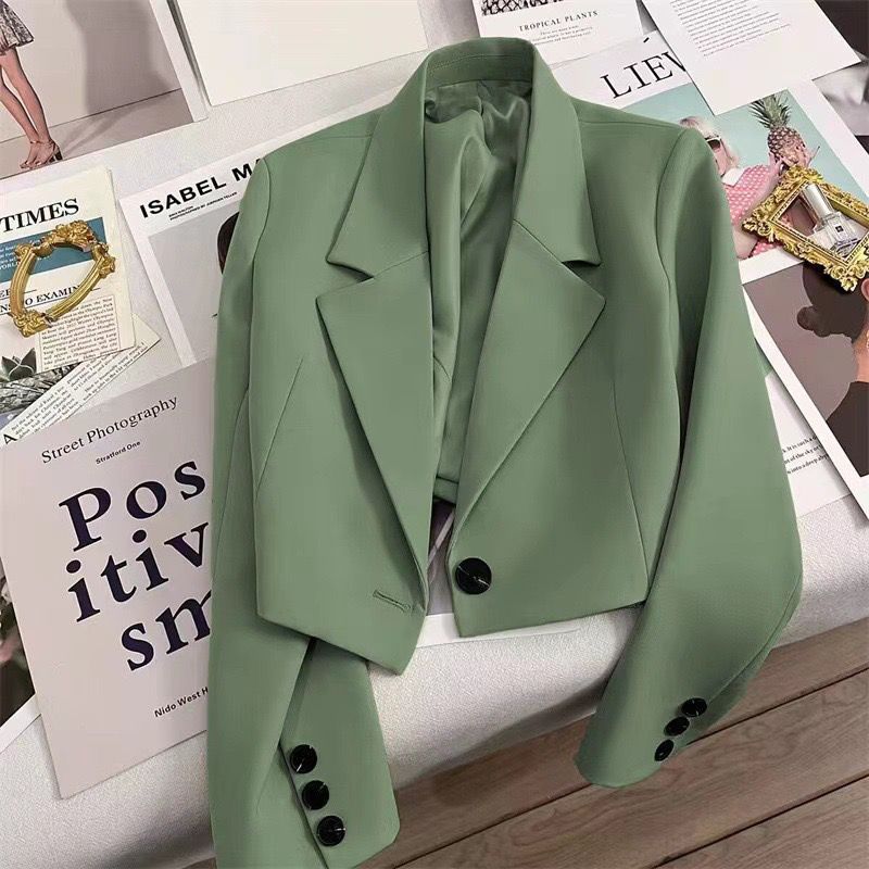 T35Aesthetic V-neck collarless casual linen suit women's thin sun protection jacket