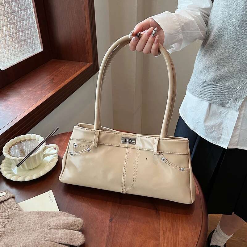 Jeans Styg Underarm Shoulder Bags For Women Bright PU Leather Armpit Satchels Casual Street Tote 2025 Latest Designer Handbag