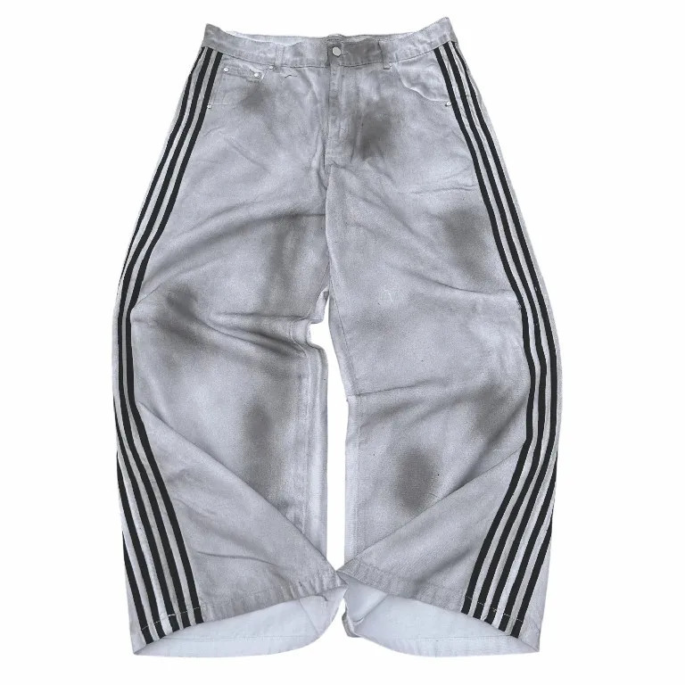 Streetwear HCW Striped Zip Hoodie Sweatpants Two Piece Set Y2K Mens Harajuku Hip Hop Oversized Elastic Waist Casual Pants 250306