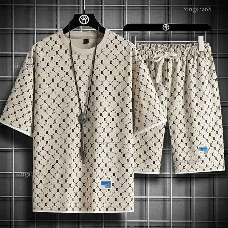 Men's Tracksuits 2024 Summer New Fashion Printed Short Slve T-Shirt Set Mens Leisure Sports Plus Size High Quality Loose Two-Piece Set M-5Xl Y250