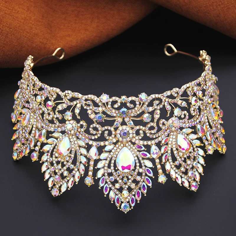 Royal Red Green Crown Big Diadem Bride Tiara Crowns for Wen Bridal Wedding Party Crown Hair Dress Jewelry Accessories X250306