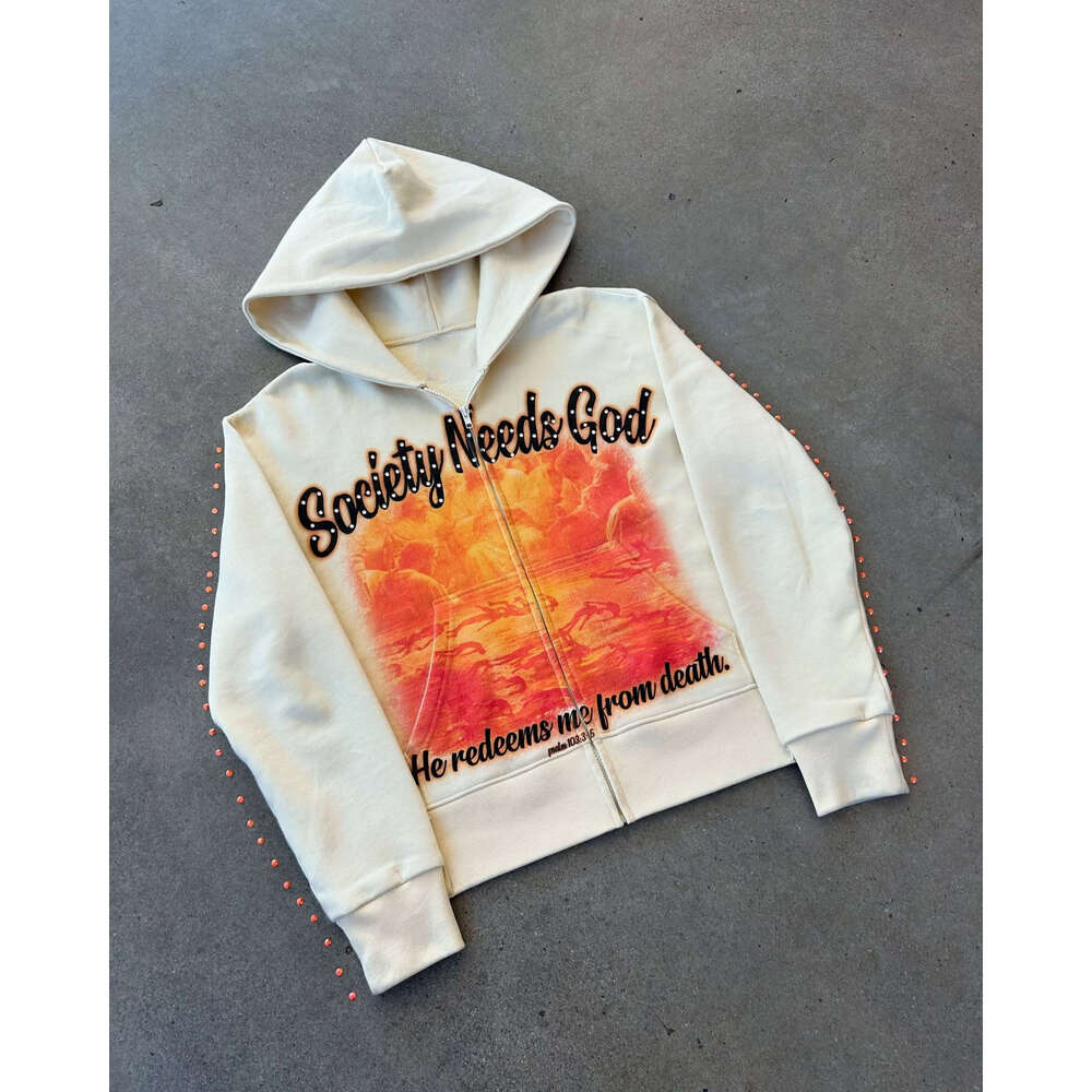 Street hip-hop style printed new loose and casual design, high-street niche hoodie sweatshirt