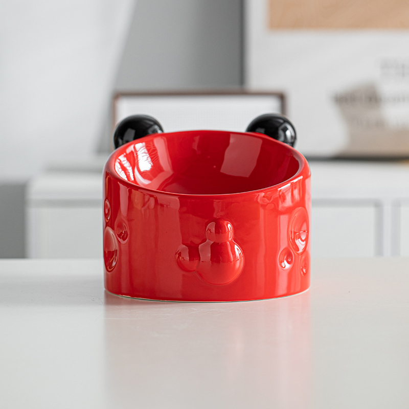 14 CM/5.5 Inch Extra Wide Ceramic Raised Cat Bowls, Porcelain Tilted Elevated Cat Food Water Bowl Dish, Stress Free Pet Feeder Bowls Dishes for Elder 