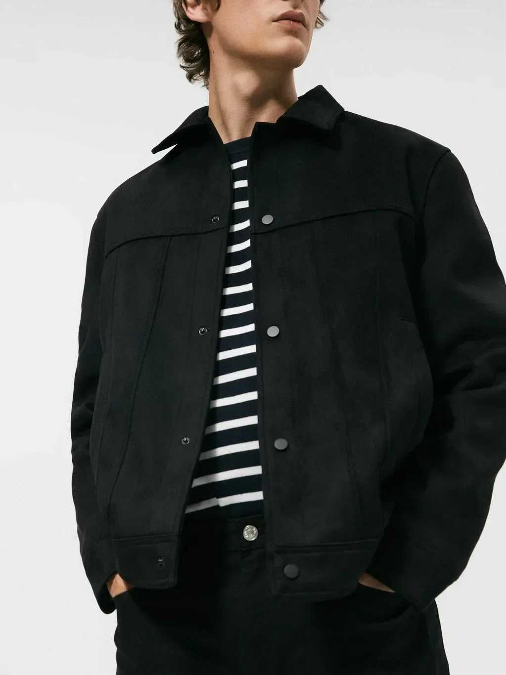 Mens Jacket Suede Lapel Single Breasted Long Sleve Outerwear Coats Spring Autumn Fashion Streetwear Menswear CardiganT250306