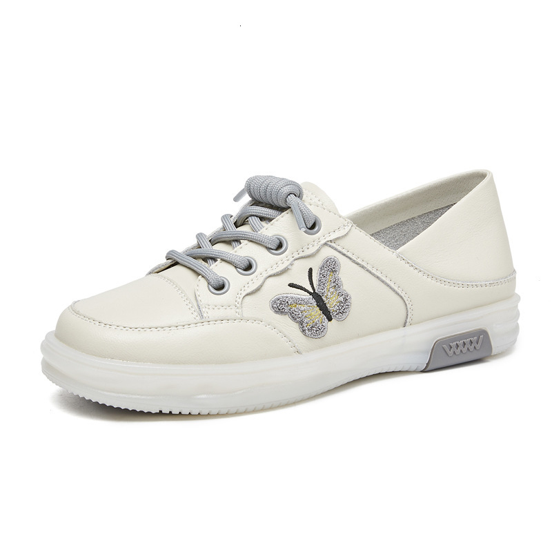 Soft soled genuine leather cowhide sole white shoes for women 2025 new spring and autumn women's shoes soft cowhide single shoes casual mom leath