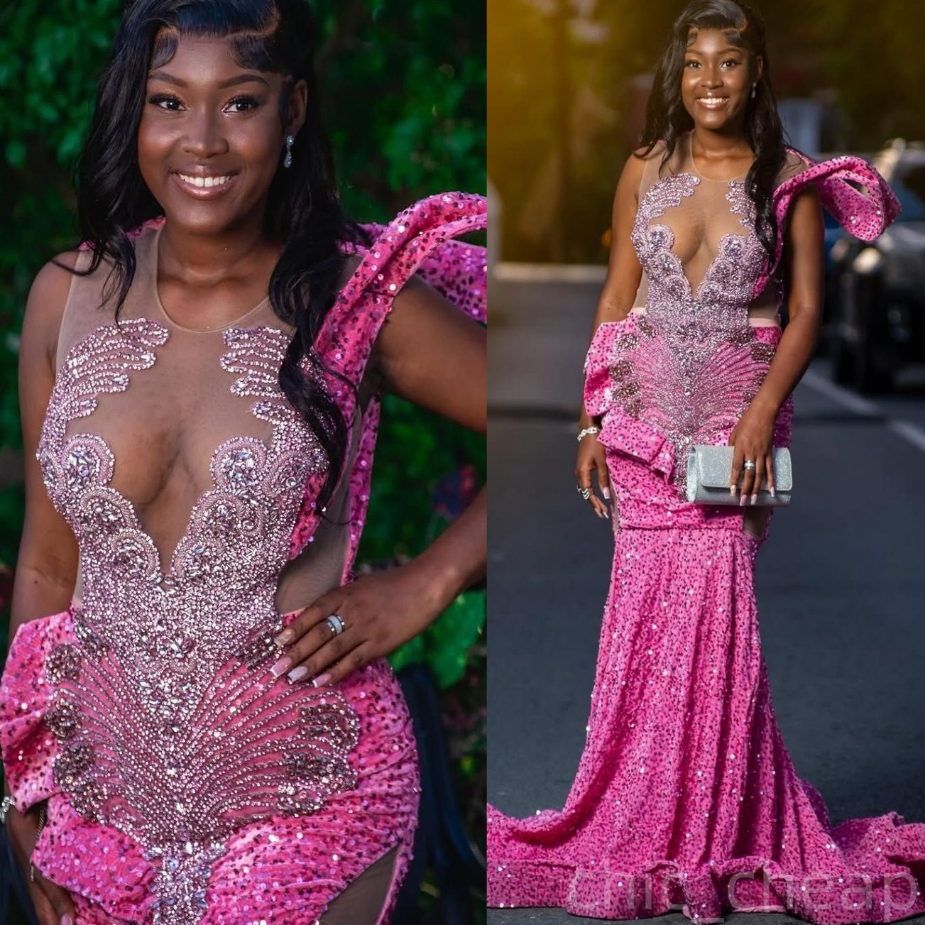 Mermaid Pink Prom Dresses 2025 Crystals Beaded Stylish Sequined Evening Formal Party Second Birthday Engagement Gowns Plus Size Dress For Special Occa