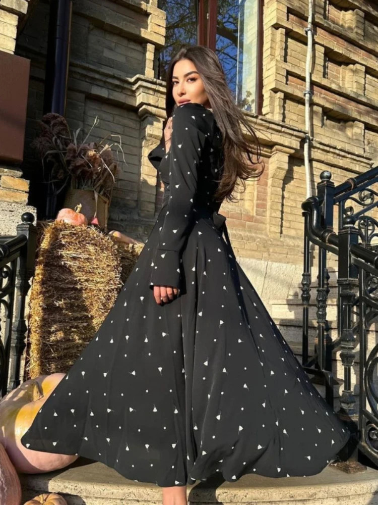 Eid Muslim Dress for Women Abaya Morocco Party Dresses Ramadan Lace-up Abayas Print Vestidos Largos Islam Dubai Arab Long 250305