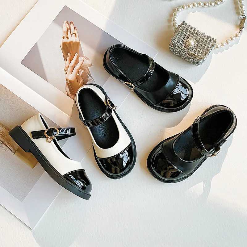 Children Mary Janes Elegant Four Seasons Soft Girls Leather Shoes Black White Classic Shallow 23-37 Toddler Kids Princess ShoesT250306