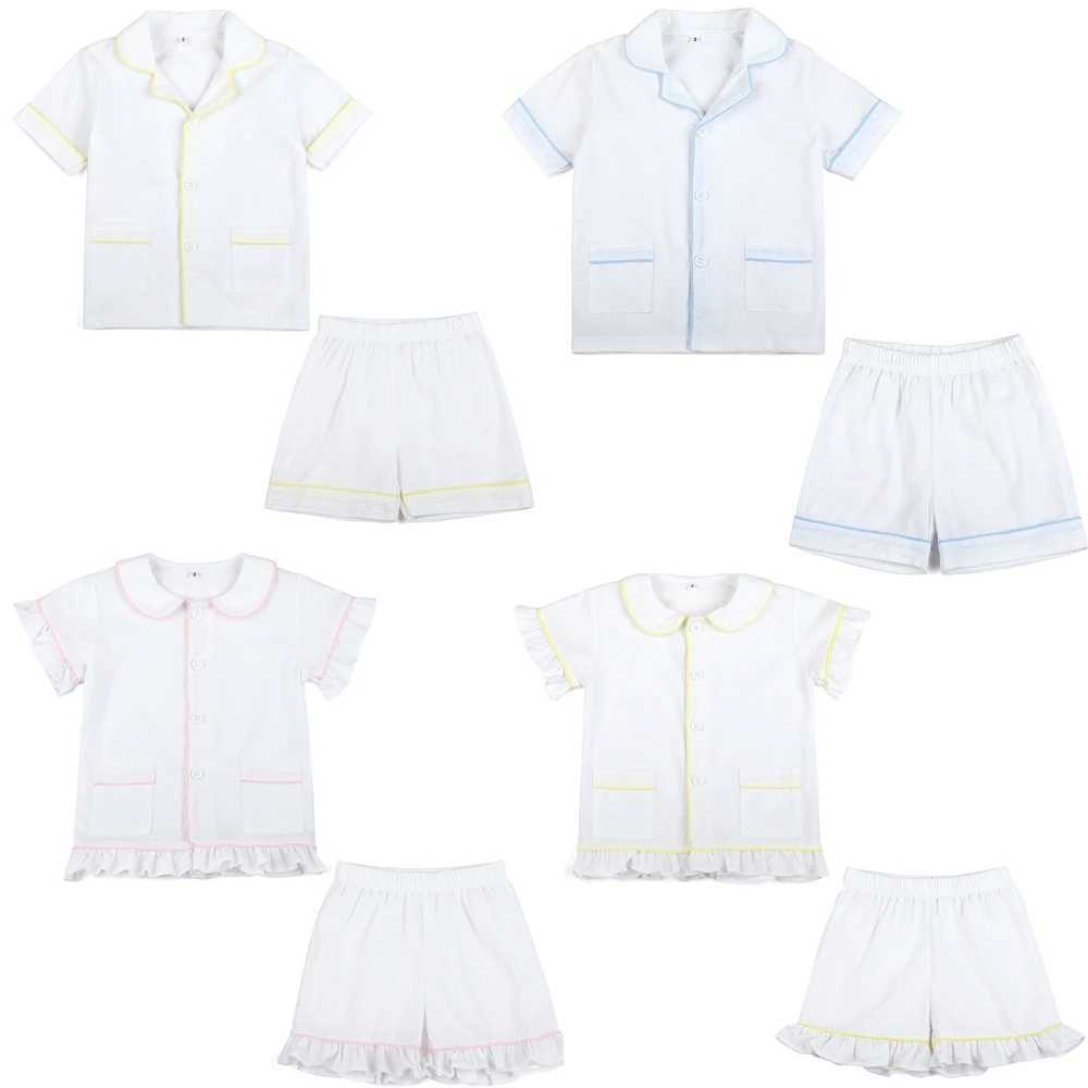 1-12 Years Kids Pajamas 100% Cotton Plaid Seersucker Soft Sibling Outfits Pjs Loungewear Baby Boys Girls Pajamas Sets M250306