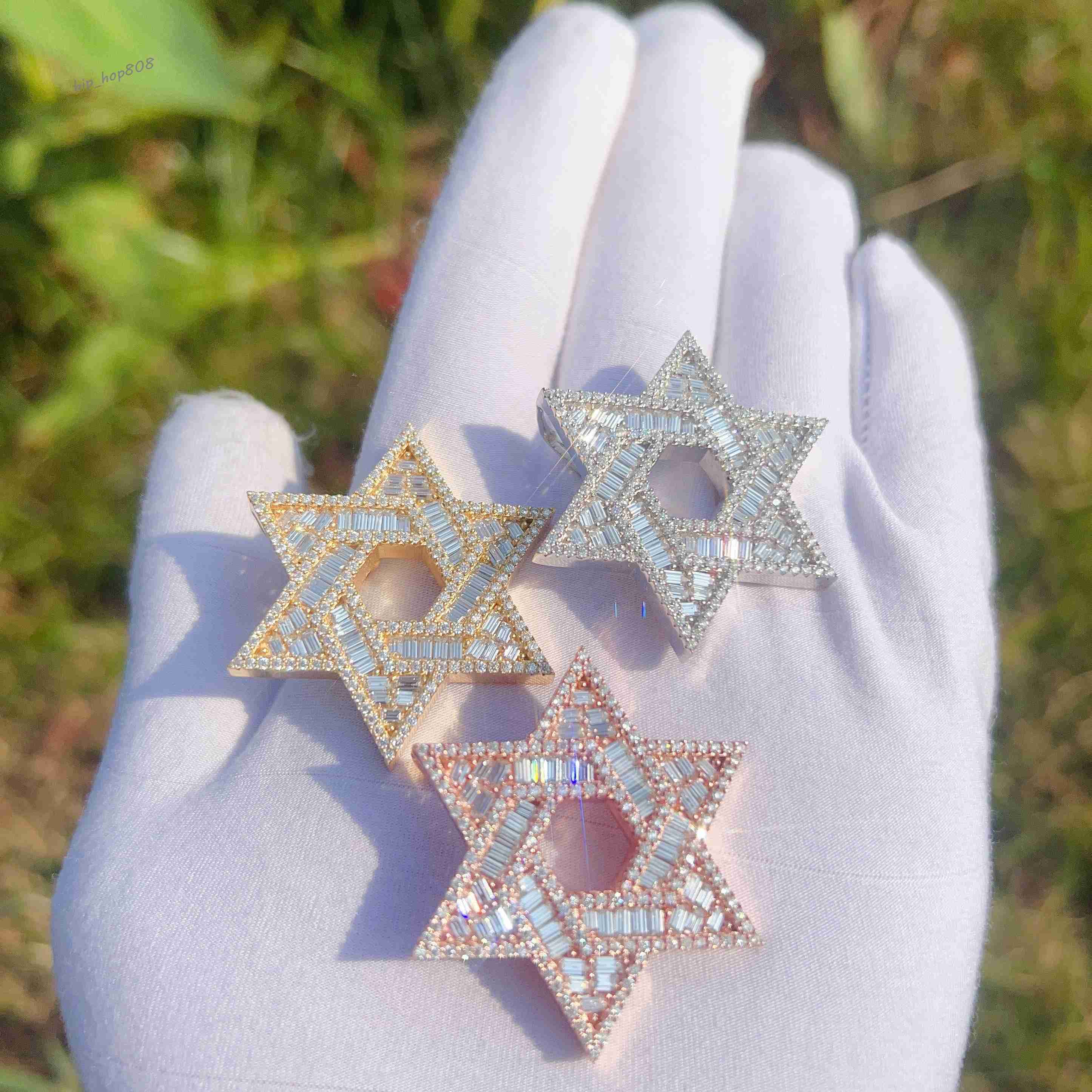 Luxury Star Iced Out Fashion Silver Necklace with Blank Vvs Moissanite Chain Gold Filled Pendant