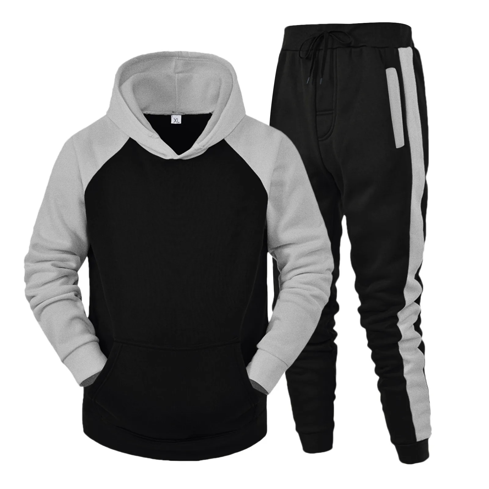 Hoodies 2 Piece Set Men y2k Streetwear Sport Casual Trouser Suits Long Sleeve Hooded SweatshirtsJogger Running Sweatpants 250306